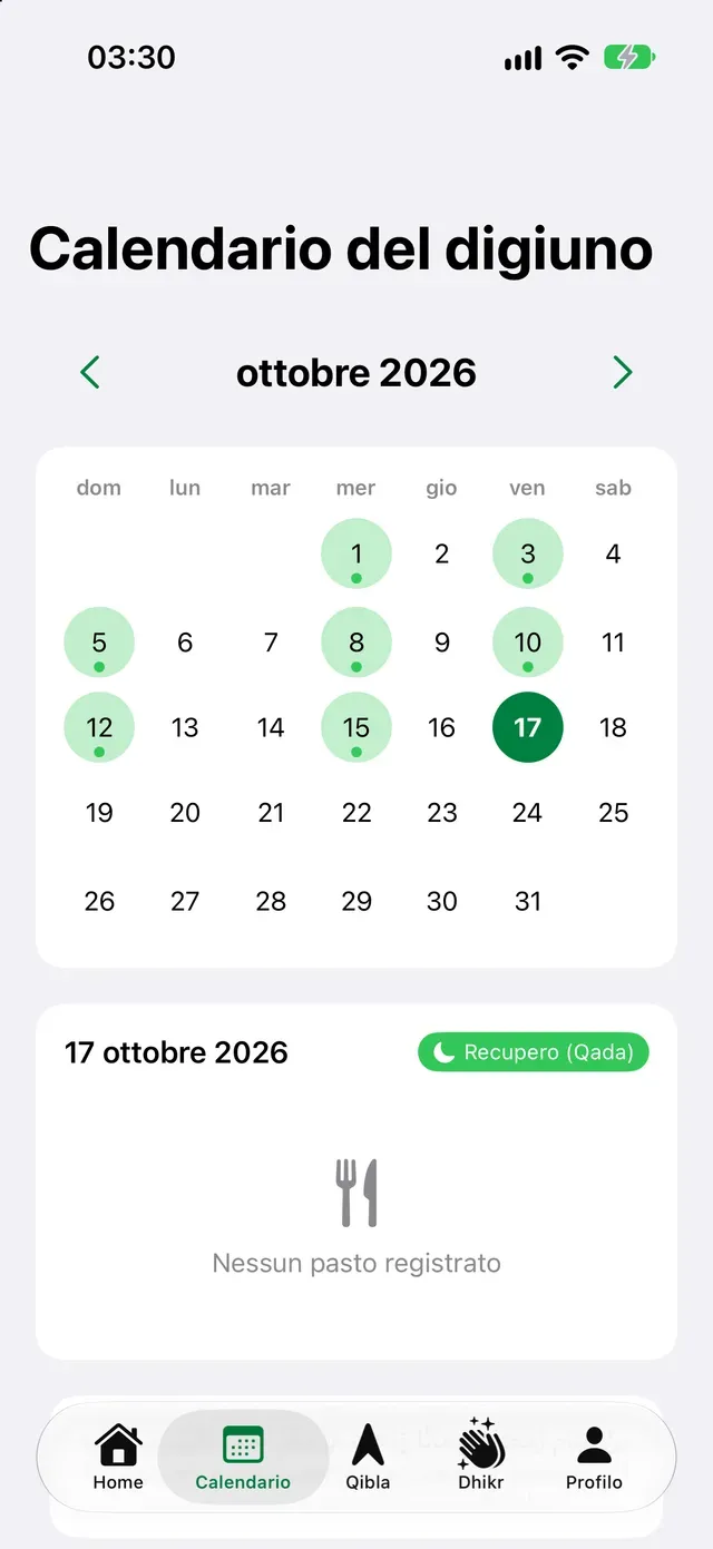 Calendario del digiuno