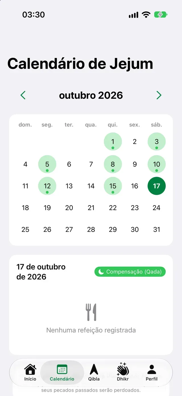 Calendário de Jejum