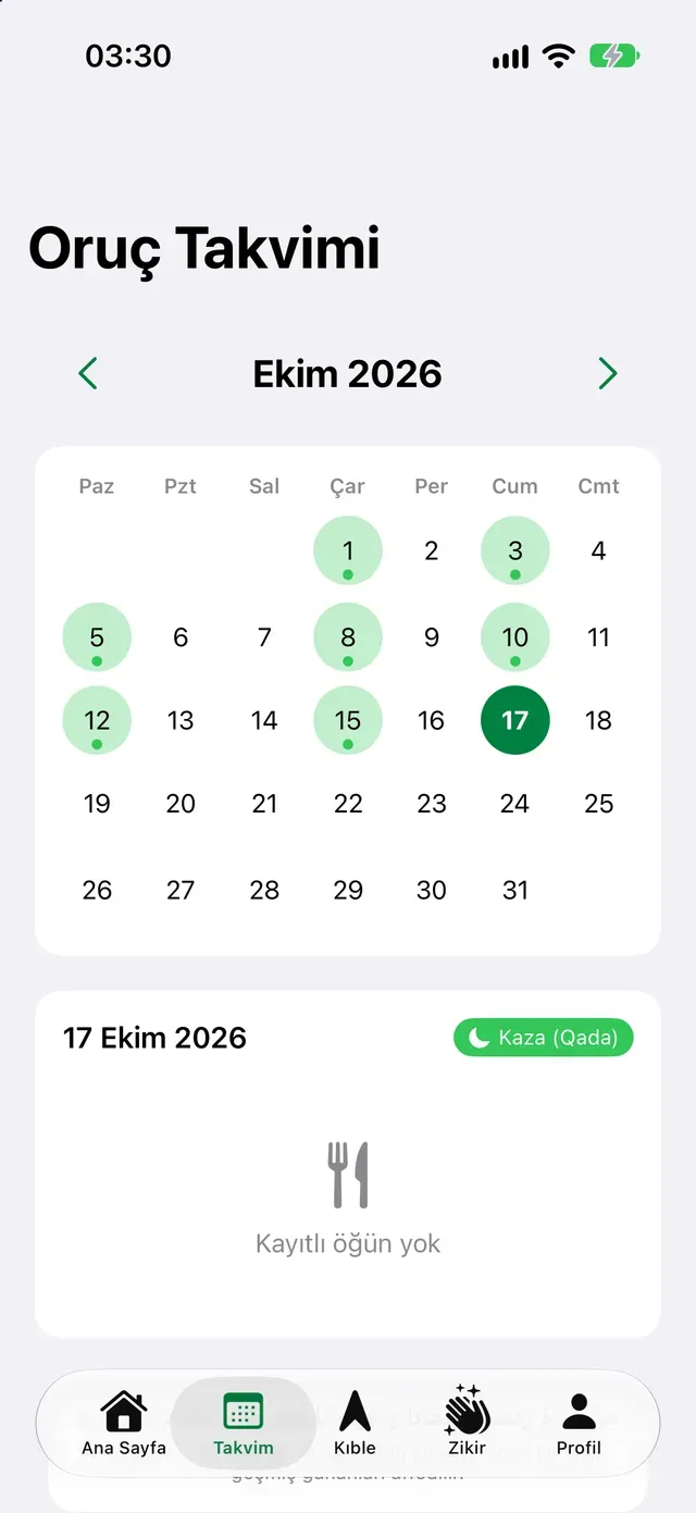 Oruç Takvimi