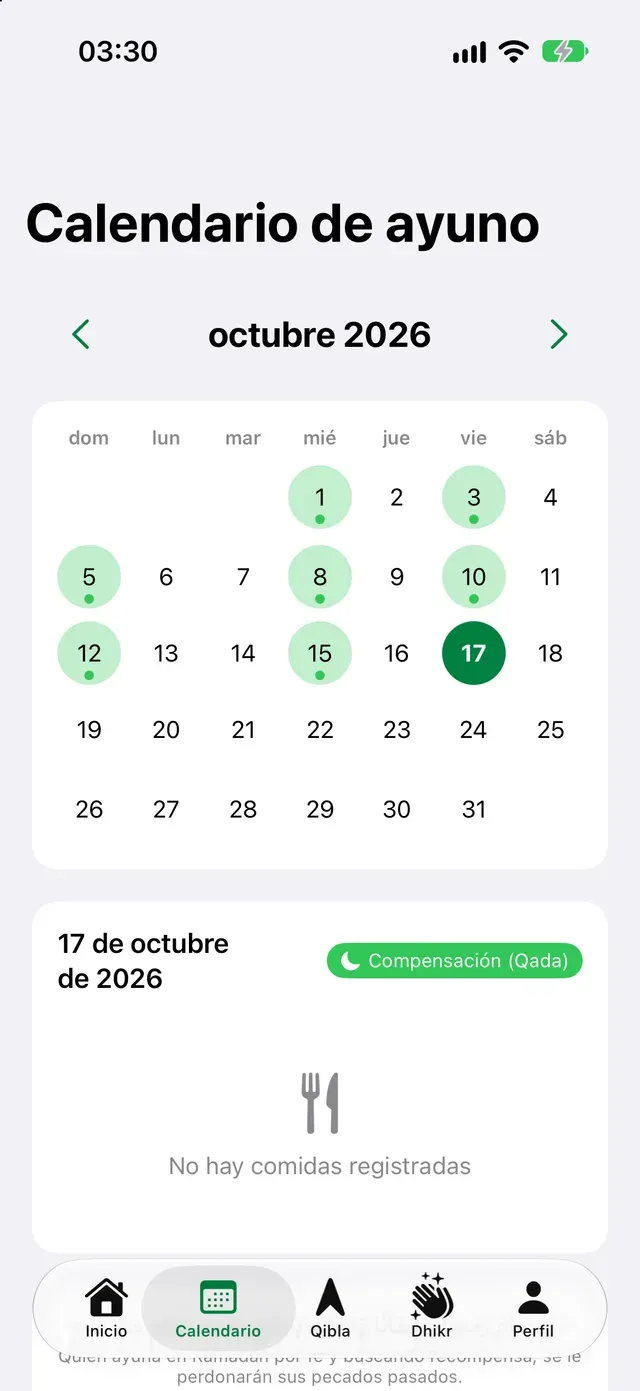 Calendario de ayuno