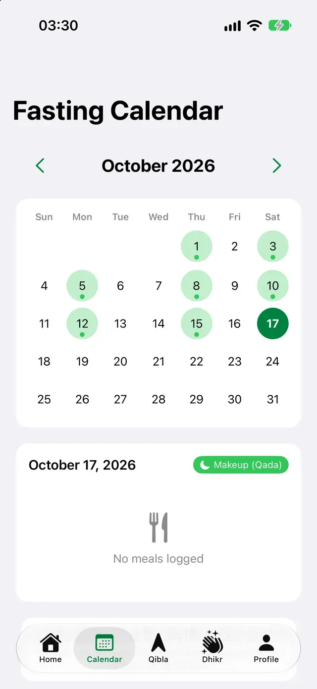 Fasting Calendar