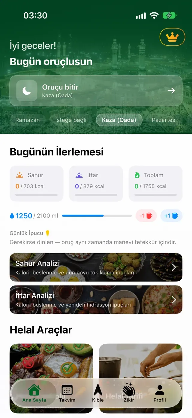 Bugün oruçlusun