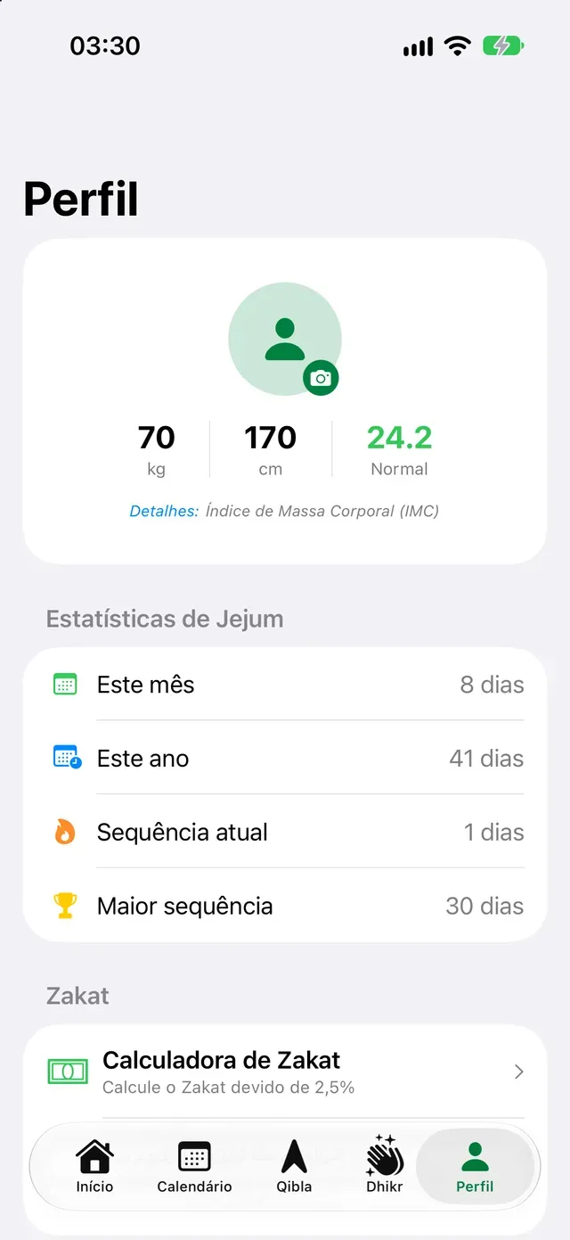 Estatísticas de Jejum